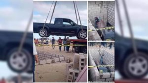 Hombre es sepultado con su camioneta